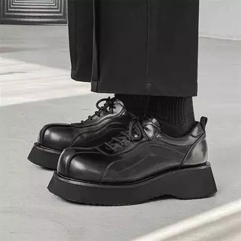 Кожаные мужские повседневные туфли на открытом воздухе британские туфли-оксфорды на шнуровке элегантные мужские классические деловые туфли для офиса обувь для мужчин 38 чёрный