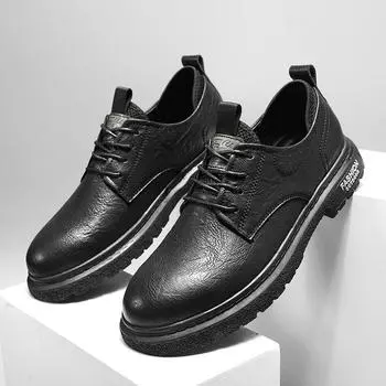 Кожаные мужские повседневные туфли на шнуровке, модные роскошные мужские оксфорды, обувь для отдыха в британском стиле, черные мужские туфли для отдыха 6.5