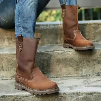 Кожаные мужские сапоги Высокие монгольские сапоги Ботинки Martin из коровьей кожи первого слоя Ковбойские сапоги для активного отдыха Рыцарские сапоги Дышащие сапоги для верховой езды 38