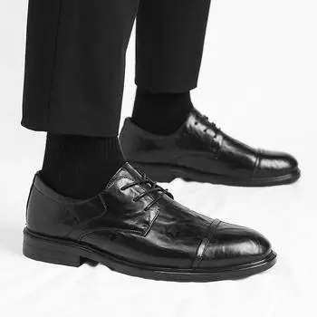 Кожаные мужские туфли без застежек, мужские повседневные деловые кожаные туфли, мужские туфли для отдыха на открытом воздухе, модные туфли Дерби, мужские легкие удобные туфли на плоской подошве для вождения 38