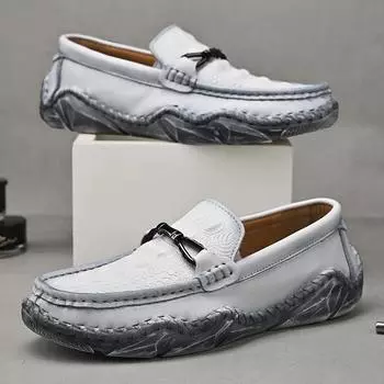 Кожаные мужские туфли класса люкс, модные повседневные туфли-лоферы без застежек, мужские итальянские туфли для вождения, повседневные кроссовки 38-48 38 чёрный