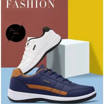 Кожаные мужские туфли кроссовки трендовые повседневные туфли-лодочки дышащие кроссовки для отдыха мужские нескользящая обувь мужские плоские вулканизированные туфли 39 белый