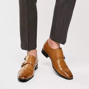 Кожаные мужские туфли, лоферы, новинка 2024 года, дизайнерские повседневные кожаные туфли с пряжками и двойным ремешком для мужчин, деловые, формальные, свадебные туфли 39