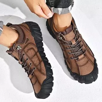 Кожаные мужские туфли с мягкой подошвой, водонепроницаемые, рабочие туфли на платформе, повседневные туфли 38 чёрный