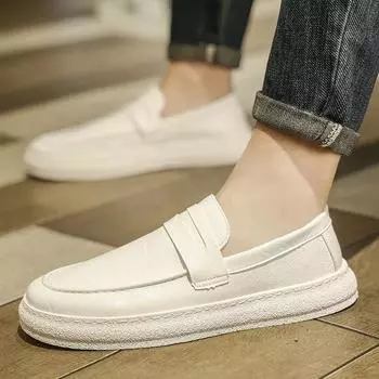 Кожаные мужские туфли Slip on Casual Mens Loafers Outdoor мужские мокасины Дышащие модные туфли-лодочки в винтажном стиле для вечеринок 7