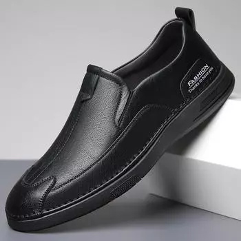 Кожаные мужские туфли Slip on Повседневные мокасины Итальянские мягкие мужские деловые мокасины Дышащие туфли-лодочки мужские туфли на плоской подошве Zapatos Hombre 6.5