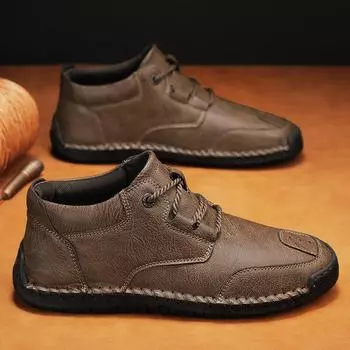 Кожаные мужские туфли универсальные спортивные и повседневные туфли больших размеров для отдыха на открытом воздухе 38 хаки