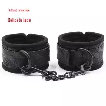 Кожаные наручники и ножные кандалы с кружевной губкой - Удобный браслет для взрослых Handcuffs
