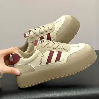 Кожаные немецкие кроссовки на платформе, женские, весна-лето, новые универсальные, увеличивающие высоту, кроссовки для сноуборда, повседневная спортивная обувь в стиле ретро 35