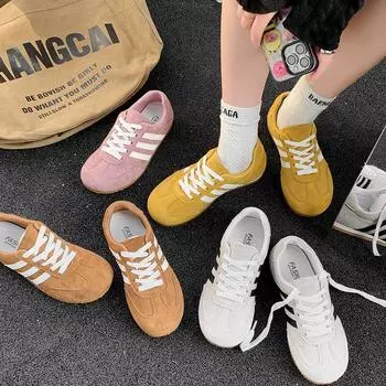 Кожаные немецкие кроссовки женские 2025 новые весенне-летние туфли на плоской подошве Forrest Gump женская обувь универсальная спортивная и для отдыха 35