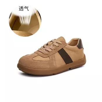 Кожаные немецкие кроссовки женские 2025 весна новые ретро плоские повседневные туфли модные универсальные белые туфли на шнуровке женские туфли 35