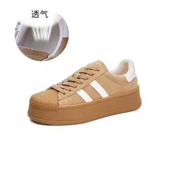 Кожаные немецкие тренировочные туфли женские 2025 весна новый толстоподошвенные шлепанцы белые туфли женские повседневные универсальные в стиле колледжа женская обувь тренд 35