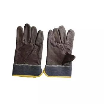 Кожаные перчатки для сварки мебели из денима, короткие полукожаные перчатки, перчатки из цветочной кожи для защиты труда, металлургия 260 * dark color