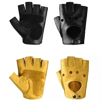 Кожаные перчатки мужские зимние фитнес-спортивные уличные тактические перчатки для езды на мотоцикле перчатки с полупальцами XL чёрный