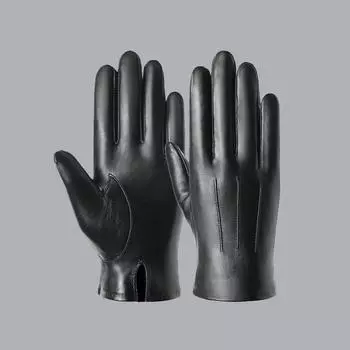 Кожаные перчатки мужские зимние термальные перчатки из козьей кожи для езды на мотоцикле удобные замшевые толстые перчатки 2XL чёрный