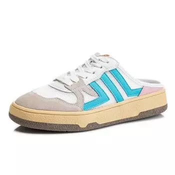 Кожаные полубосоножки женские 2025 новая летняя женская сумка голова повседневные одинарные туфли универсальная верхняя одежда плоские шлепанцы женская обувь 35