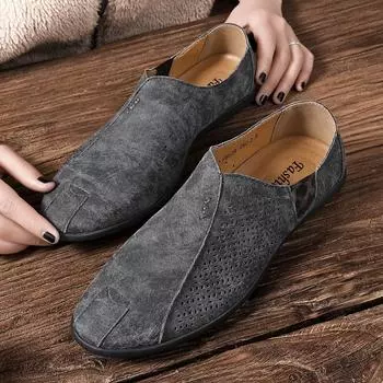 Кожаные повседневные мужские мокасины Модная мужская повседневная обувь Мужская обувь для вождения Дышащие деловые формальные мокасины Легкие 38