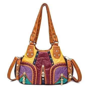 Кожаные повседневные сумки через плечо для женщин 2024 Женская роскошная дизайнерская сумка-тоут с ручкой сверху Высококачественная сумка через плечо Sac A Main коричневый