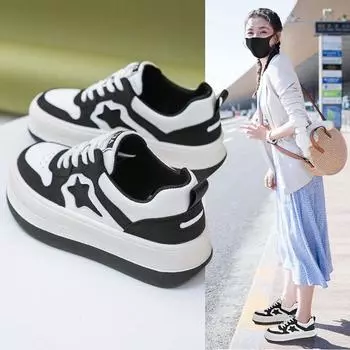 Кожаные повседневные туфли All-in-one с круглым носком для женщин, осенняя женская обувь большого размера 35 чёрный