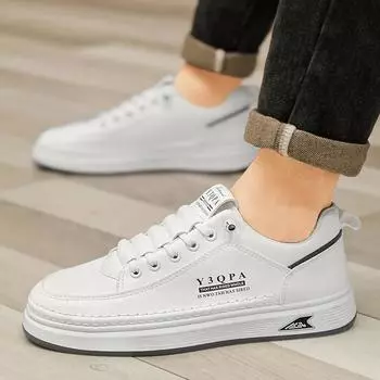 Кожаные повседневные туфли для мужчин, дышащие белые кроссовки, модные туфли для вождения, ходьбы, тенниса для мужчин, итальянские офисные туфли на плоской подошве 39 белый