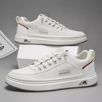 Кожаные повседневные туфли для мужчин, дышащие белые кроссовки, модные туфли для вождения, ходьбы, тенниса для мужчин, офисные туфли на плоской подошве 41