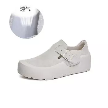 Кожаные повседневные туфли женские 2025 весна новые ретро большие женские туфли модные универсальные маленькие белые туфли женские туфли на платформе 35