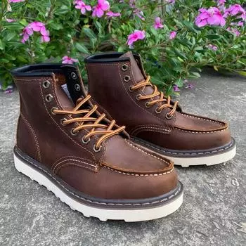 Кожаные повседневные женские ботинки Ботинки из коровьей кожи для инструментов Уличные локомотивные ботинки Водонепроницаемые короткие ботинки Мужские ботинки Ботинки Martin 35 серый