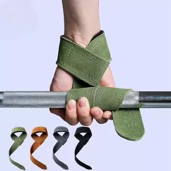 Кожаные ремни для поднятия тяжестей для фитнеса, бодибилдинга, тренировок в тренажерном зале, ремни для подъема тяжестей с нескользящей ручкой из воловьей кожи темно-синий