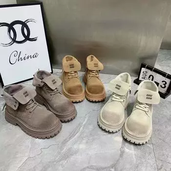 Кожаные ретро-ботфорты Martin женские 2024 начало осени новые желтые одинарные ботинки на толстой подошве два износа короткие ботинки сапоги из ревеня прилив 35