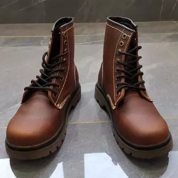 Кожаные ретро-ботинки Martin, мужские рабочие ботинки, дышащие локомотивные ботинки, сапоги для верховой езды, короткие ботинки из коровьей кожи, женские одинарные кожаные ботинки 35