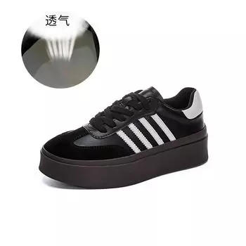 Кожаные ретро немецкие кроссовки универсальные туфли на платформе с увеличенным каблуком, весна 2025, новые маленькие белые туфли, женские туфли цвета бисквита, женские туфли прилив 35