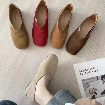 Кожаные ретро-туфли на мягкой подошве с плоской подошвой 35 абрикосовый