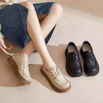 Кожаные ретро-туфли, повседневные туфли-лоферы 35 чёрный