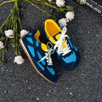 Кожаные ретро женские новые универсальные туфли на плоской подошве с круглым носком, в цветовой гамме, на шнуровке, спортивные и для отдыха для детей 35