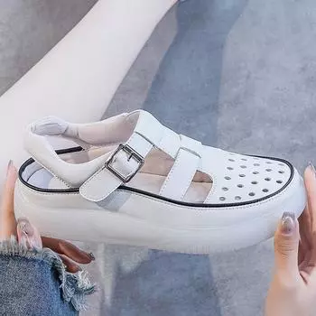 Кожаные сандалии на плоской подошве 35 малиновый