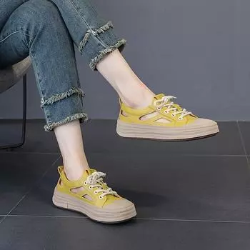 Кожаные сандалии на толстой подошве на плоской подошве Повседневная обувь для сёрфинга 35 жёлтый