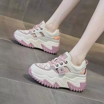 Кожаные сандалии, женская летняя повседневная обувь, толстая подошва, ретро-туфли 33 розовый