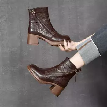 Кожаные сапоги Сапоги для верховой езды Сапоги на высоком каблуке 34 чёрный