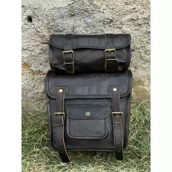 Кожаные седельные сумки Мотоциклетная вилка Сумка для инструментов Черные сумки Корзины Седельные сумки для спортивных комментаторов чёрный