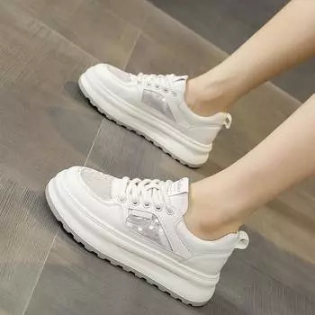 Кожаные сетчатые дышащие белые туфли на толстой подошве, детские летние новые универсальные туфли для занятий сноубордом, повседневная спортивная обувь 35