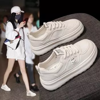 Кожаные сетчатые дышащие белые туфли на толстой подошве детские модели весна-лето 2025 года новые универсальные повседневные спортивные туфли на мягкой подошве 35