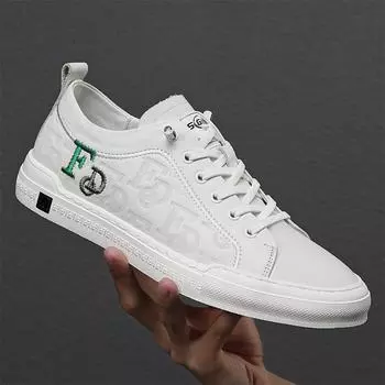 Кожаные скейт-кеды, мужская обувь, модная обувь, весна и осень, новый верхний слой, повседневные мужские белые туфли из коровьей кожи 38