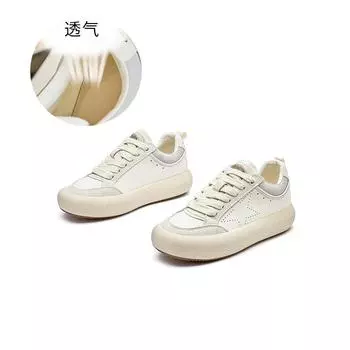 Кожаные старые маленькие белые туфли женские 2025 осень новые женские одинарные туфли толстая подошва обувь повседневная универсальная звезда женская обувь 35