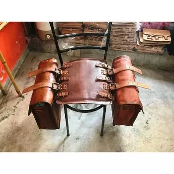 Кожаные сумки, 2 боковые сумки, седельные сумки, седельные кофры, дополнительное сиденье для мотоцикла, велосипед коричневый