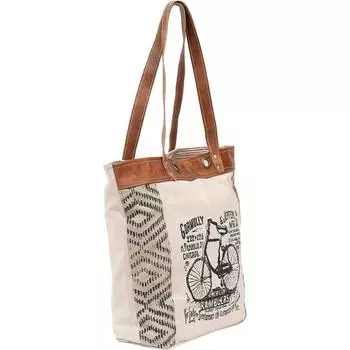 Кожаные сумки Let s Touch The Sky Большая сумка из переработанной парусины белого, хаки, коричневого цвета 14 x 17 x 5 in коричневый