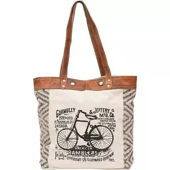 Кожаные сумки Let s Touch The Sky Большая сумка из переработанной парусины белого, хаки, коричневого цвета 14 x 17 x 5 in коричневый