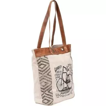 Кожаные сумки Let s Touch The Sky, сумка-тоут из переработанного холста белого цвета, хаки, коричневого цвета 14 x 17 x 5 in коричневый