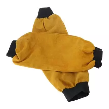 Кожаные сварочные нарукавники Термостойкие Защита рук Эластичные манжеты Принадлежности для сварщика Защитное промышленное использование жёлтый