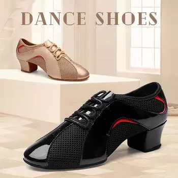 Кожаные танцевальные туфли для мальчиков, девочек и женщин для взрослых, латиноамериканские современные международные стандартные танцевальные туфли на каблуке 1 дюйм 38 чёрный