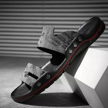 Кожаные тапочки мужские Большие размеры 38-48 Пляжные сандалии Повседневная летняя пляжная обувь для мужчин Модные шлепанцы Sapatos Zapatos Masculino 38 золотой